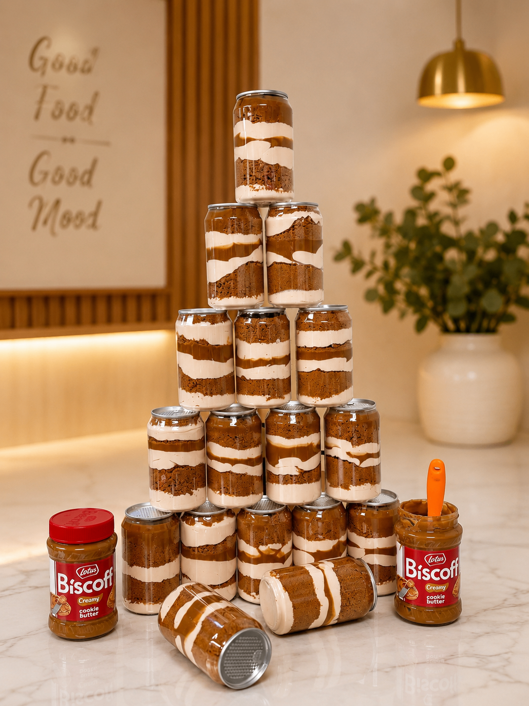 Golden Biscoff dessert cups styled for parties and events
